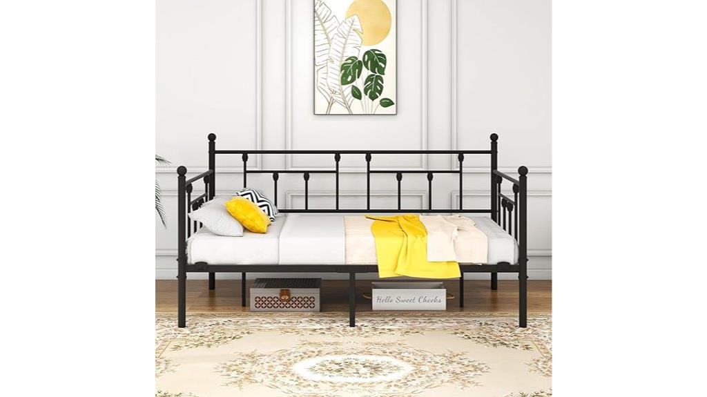 black twin metal bed