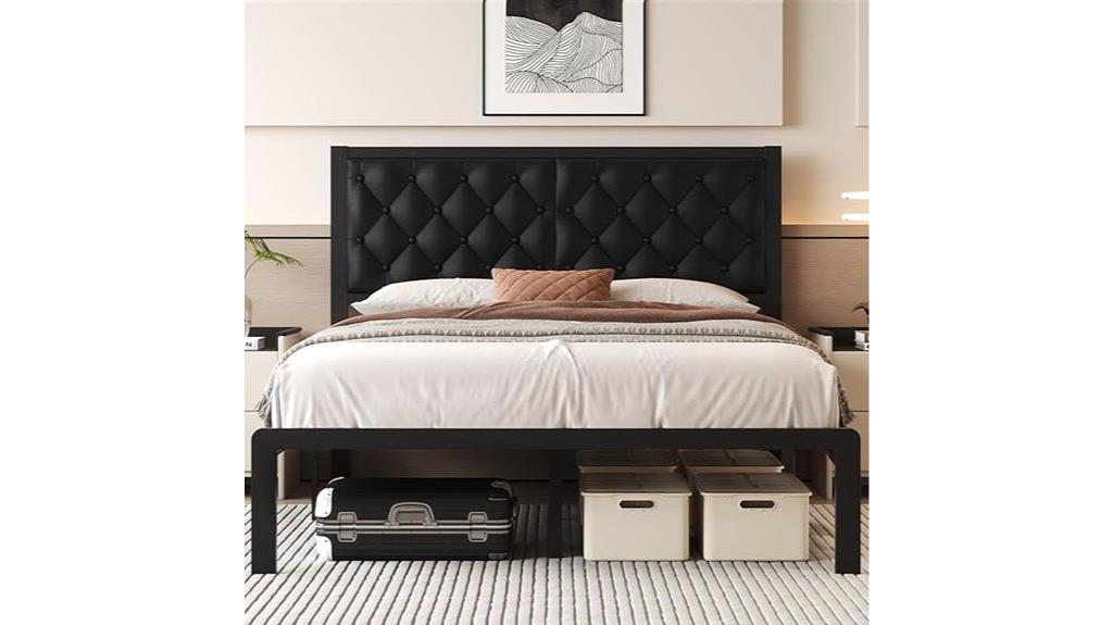 leather queen bed frame