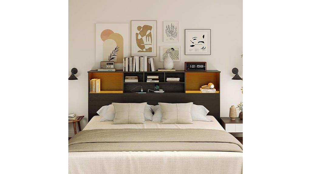 led lit storage headboard
