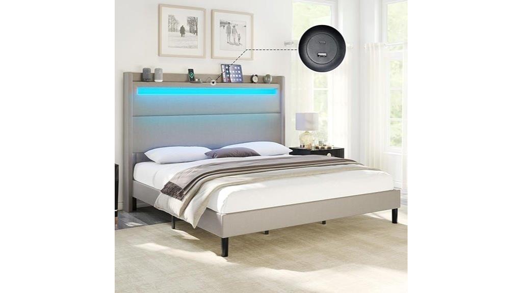 led wingback bed frame