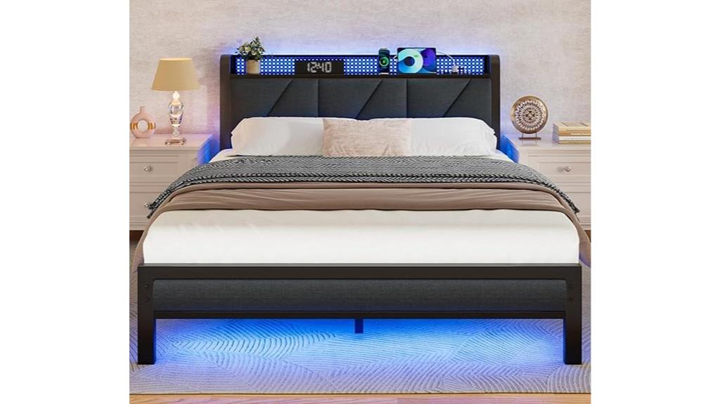 queen bed frame with led