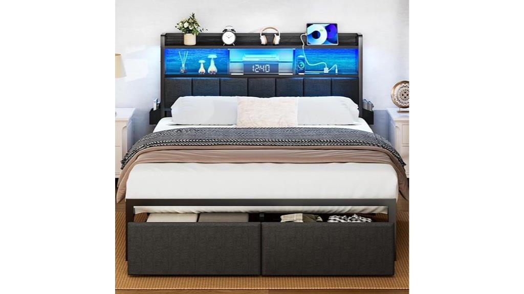 queen bed frame with storage