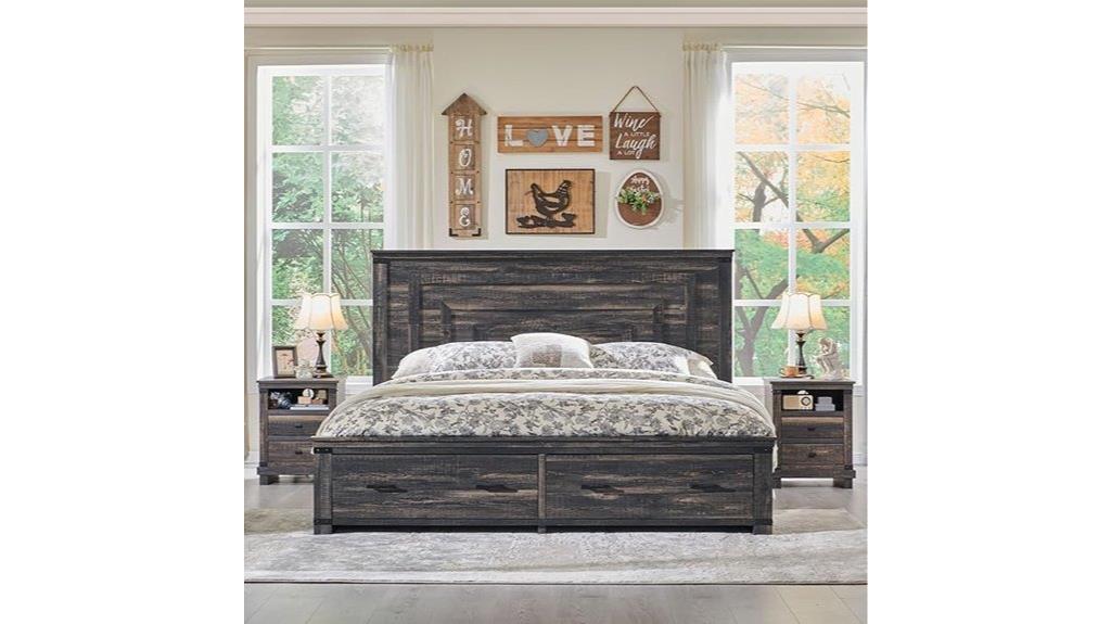 rustic king bed frame