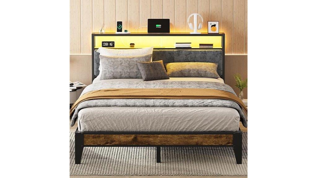 storage led queen bed