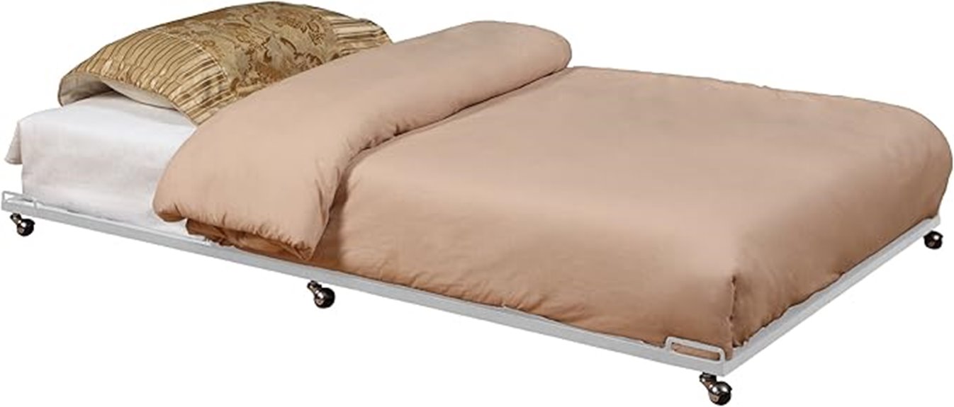 white twin roll out bed