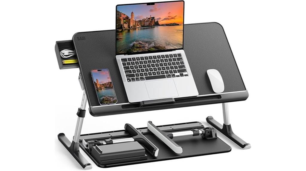 adjustable leather bed tray