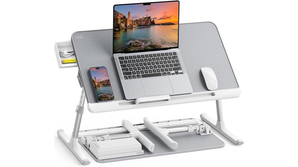 adjustable pvc leather bed tray