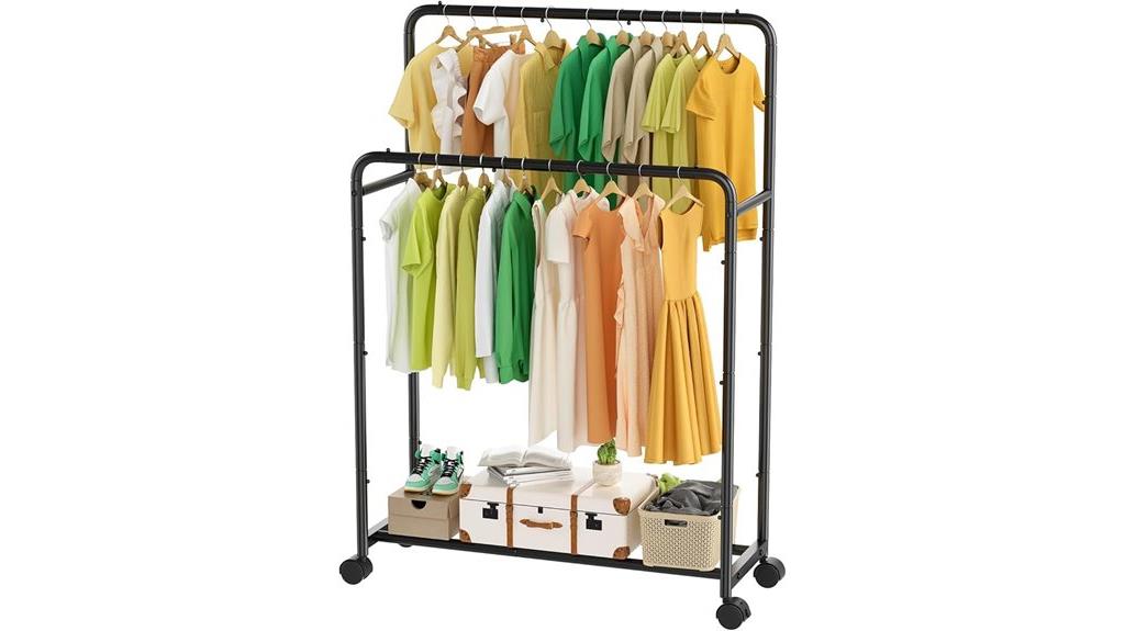 black double rod clothing rack