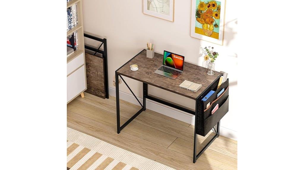 compact folding desk with storage