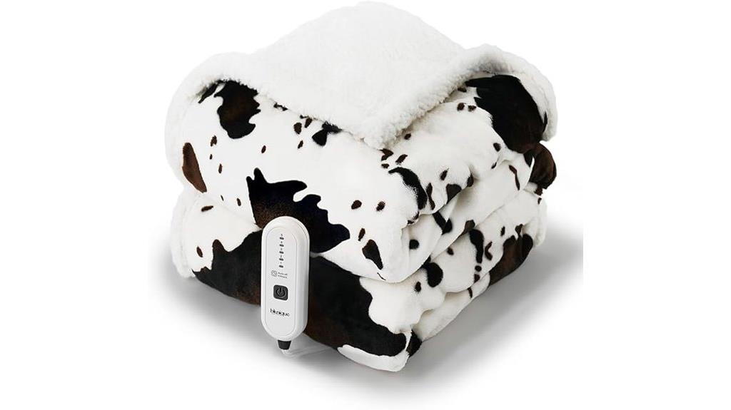cow print heated blanket