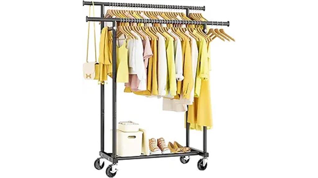 dual bar portable clothing rack
