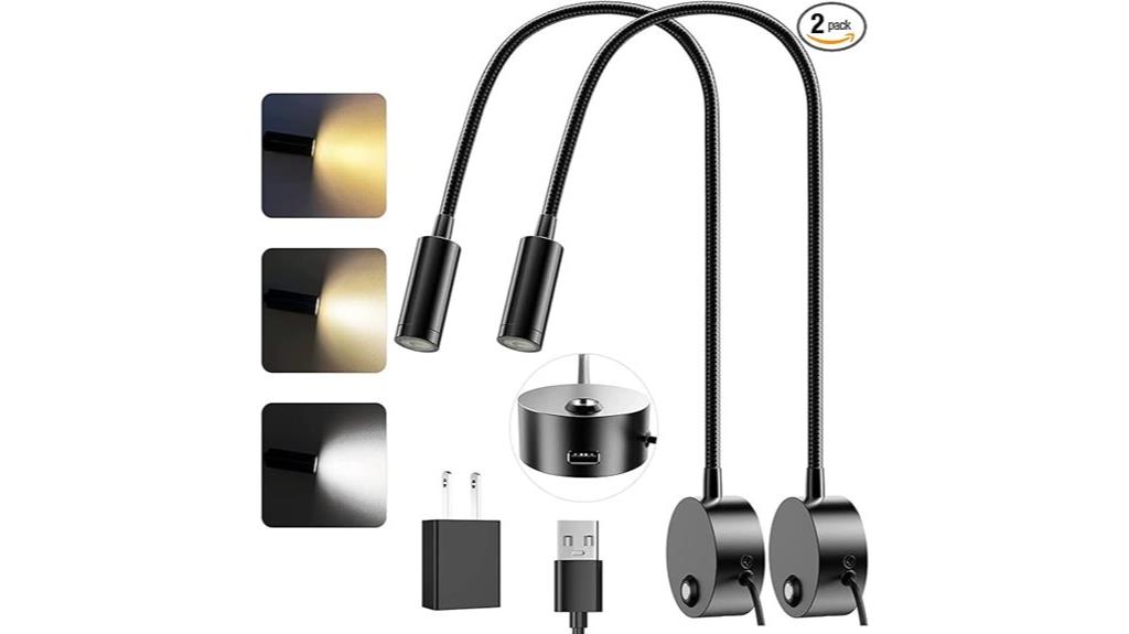 dual led bedside lamps