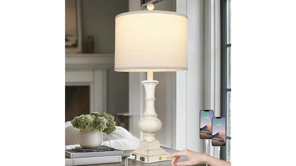 farmhouse touch lamp with ports