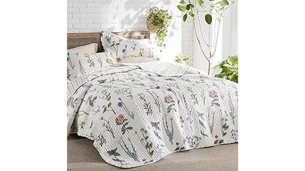 floral white queen bedding