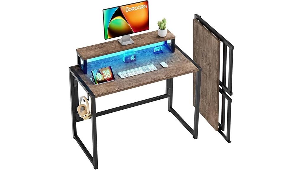 foldable desk with lights