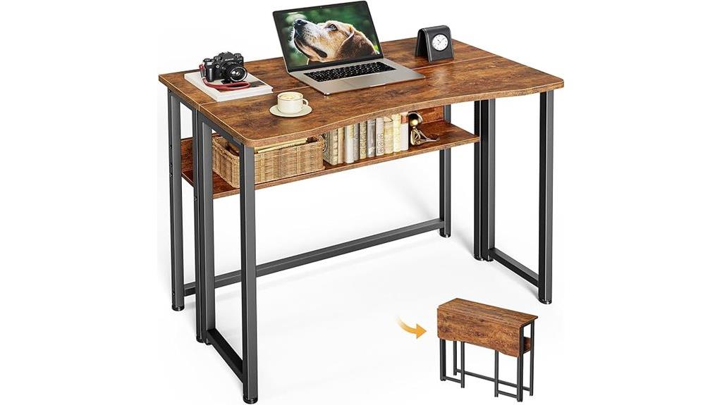 foldable desk with shelf