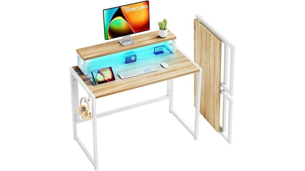 folding desk with lights