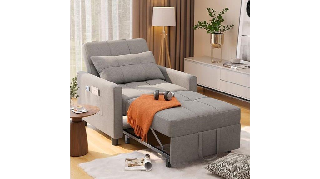 grey convertible sleeper chair