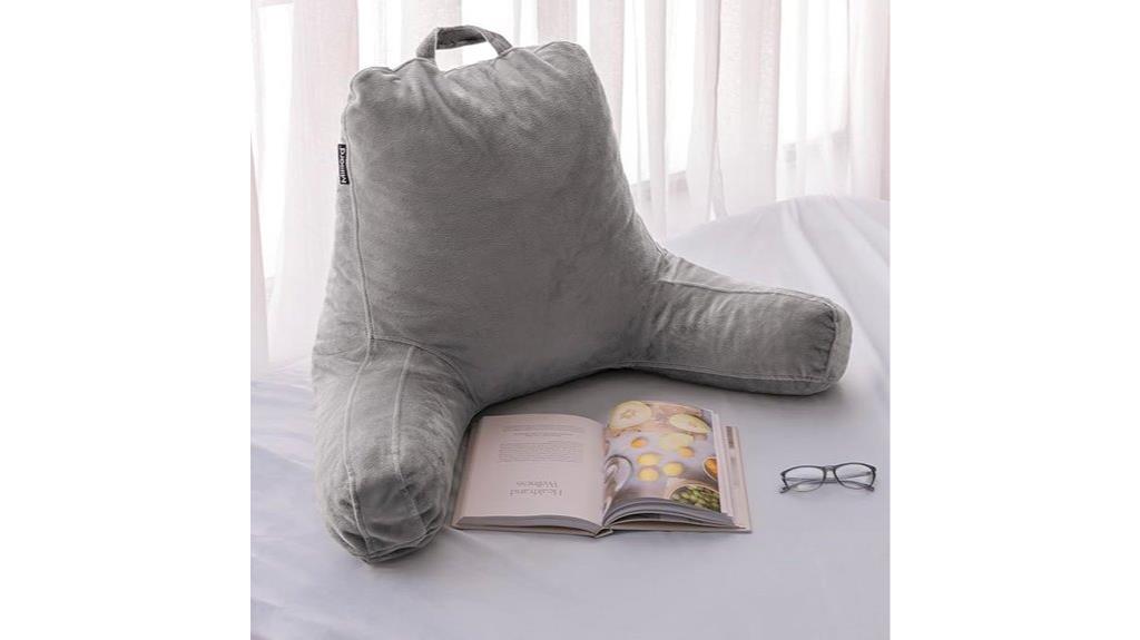 grey reading pillow with arms