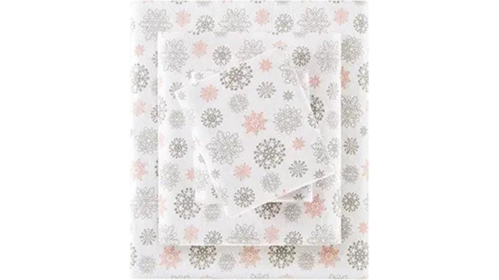 pink snowflake flannel sheets