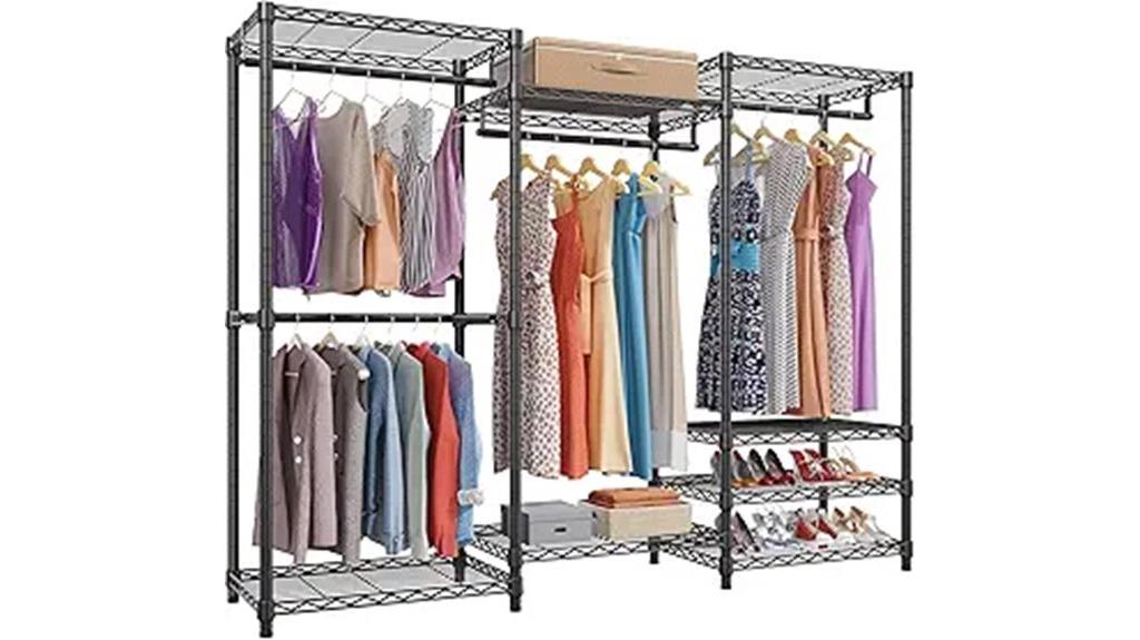 portable wardrobe with shelves