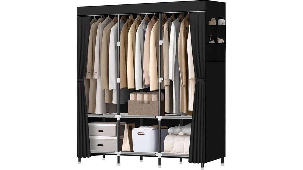 portable wardrobe with shelves