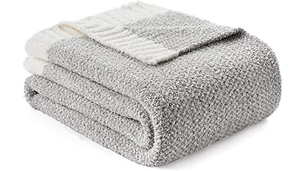 reversible grey throw blanket