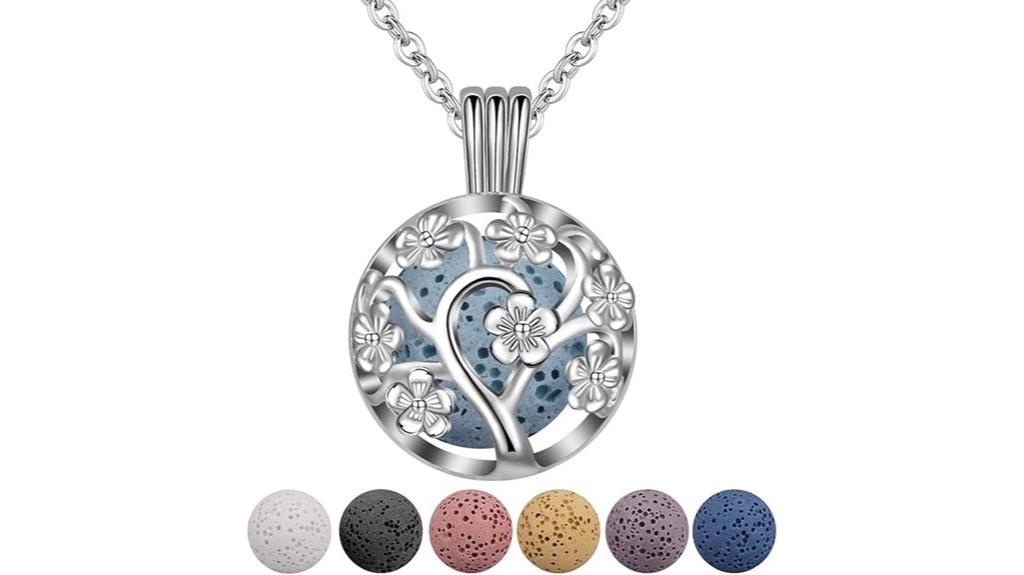 sakura lava rock necklace