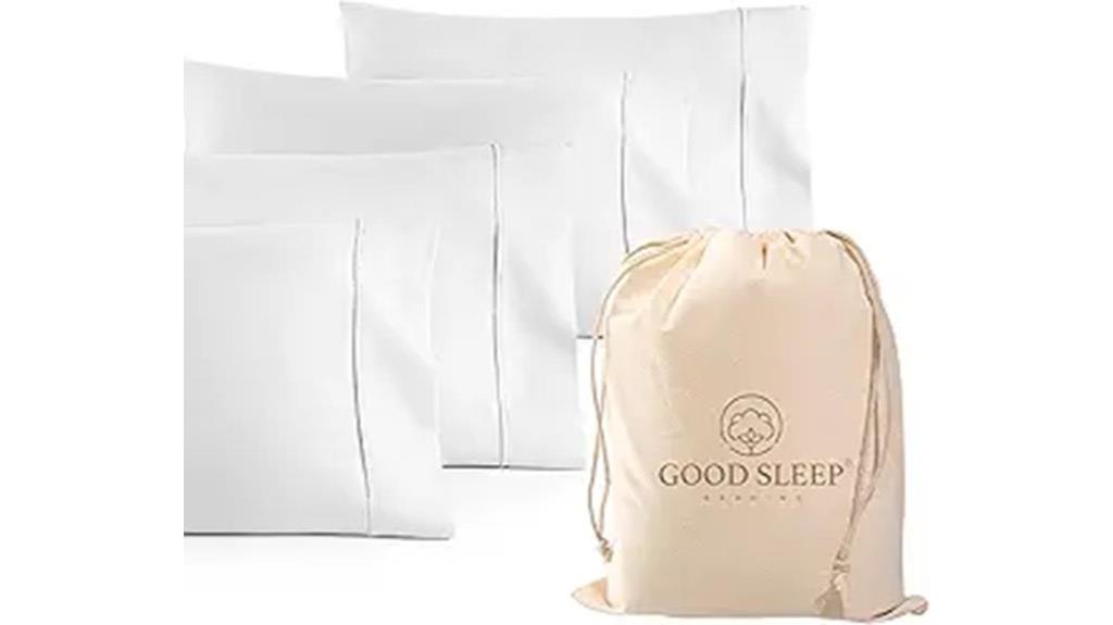 set of four white egyptian cotton pillowcases
