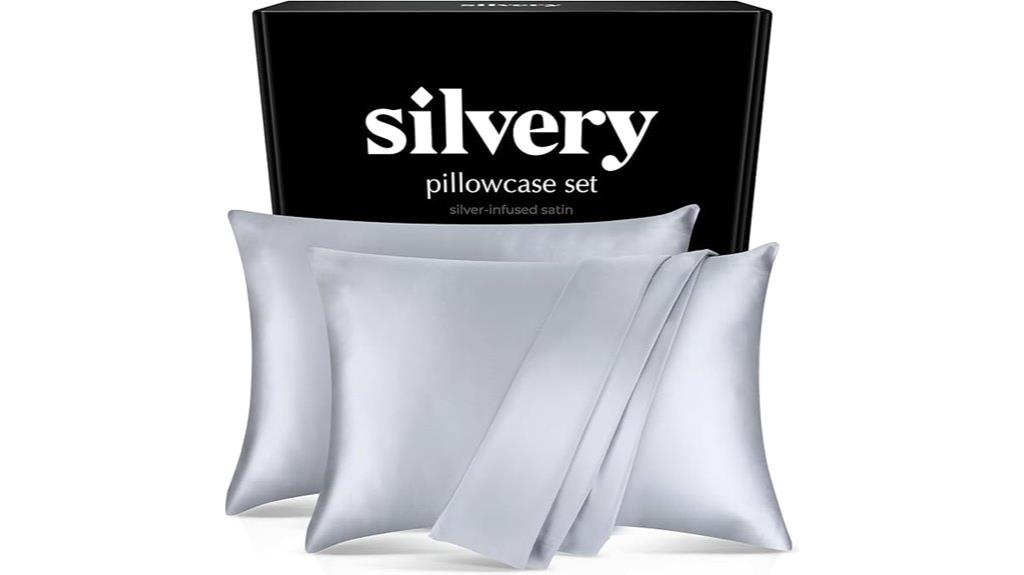 silver infused satin pillowcases set