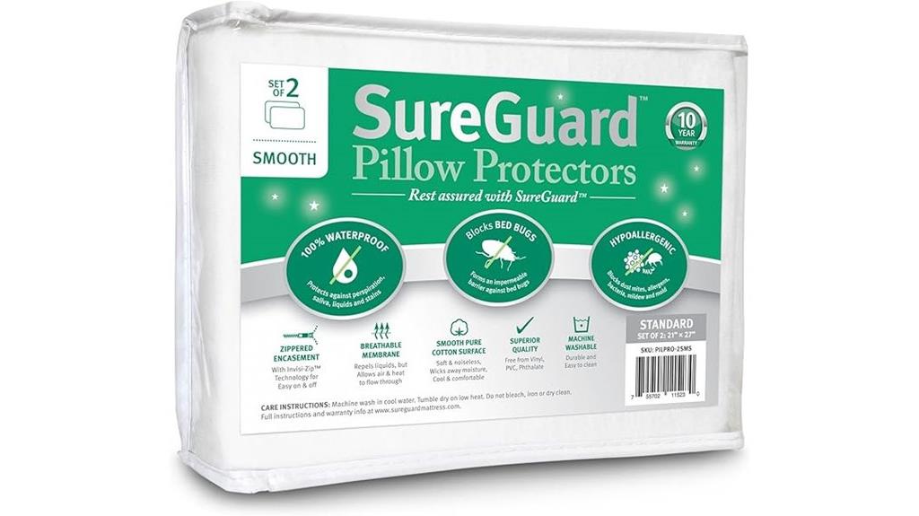 two waterproof pillow protectors