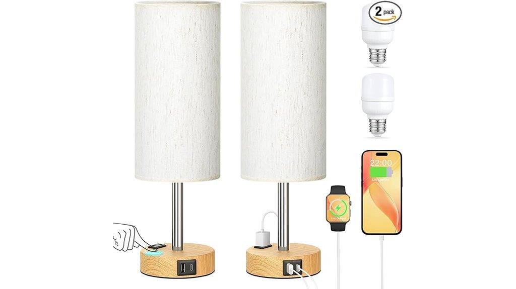 usb charging bedside lamps