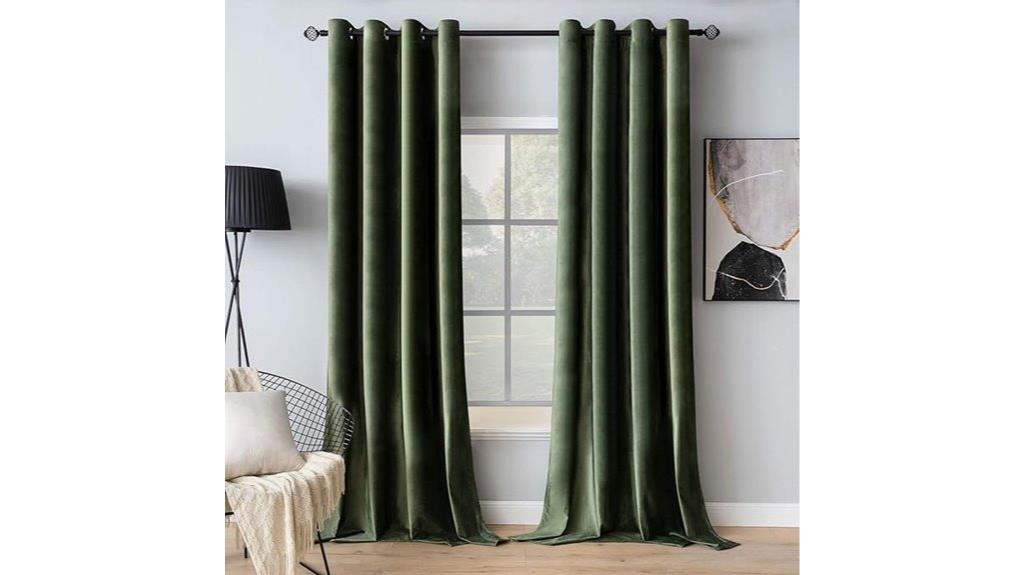 velvet olive green drapes