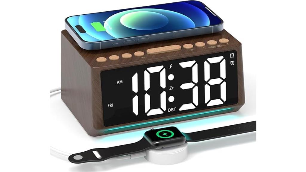 wireless charging bedside clock