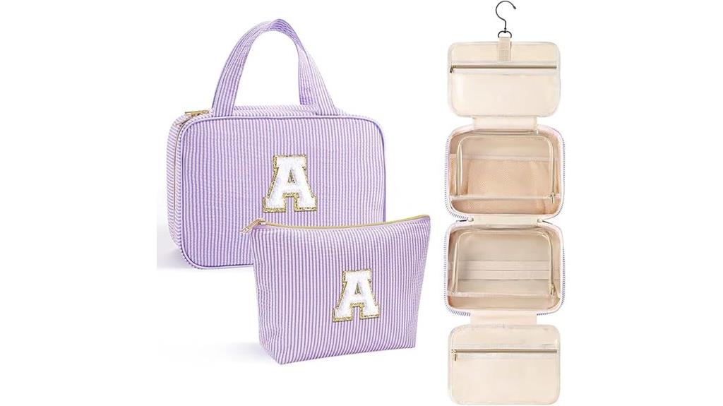 purple hanging toiletry bag