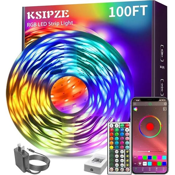 KSIPZE 100ft RGB LED Strip Lights with App Control