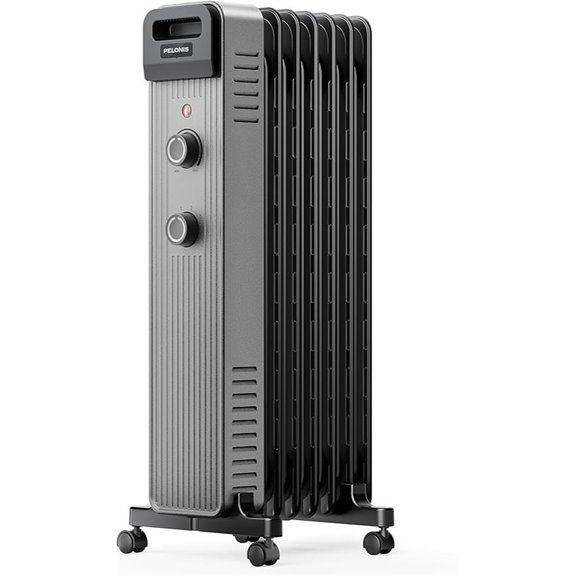 Pelonis 1500W Oil Filled Radiator Heater with Thermostat
