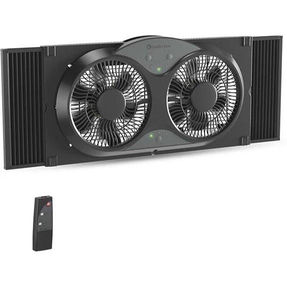 Comfort Zone 9-Inch Window Fan with Remote and Bug Screen