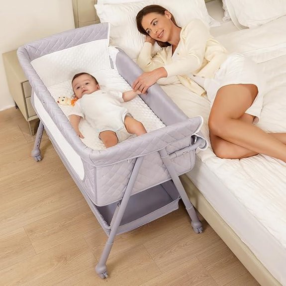 Adjustable Baby Bassinet Bedside Sleeper with Wheels