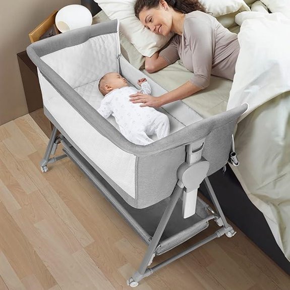 Cowiewie Baby Bassinet with Adjustable Height & Storage