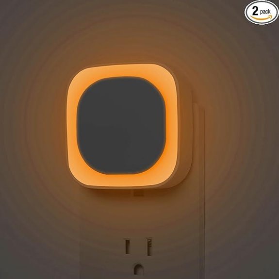 2 Pack Amber Night Light with Dusk to Dawn Sensor