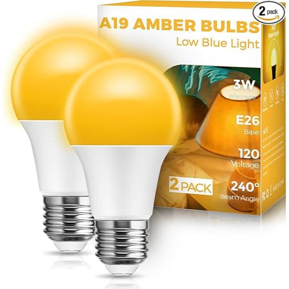 JandCase Amber Sleep Light Bulbs 2 Pack