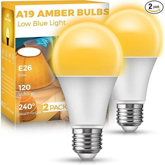 Amber Sleep Light Bulbs 2-Pack E26 60W Equivalent