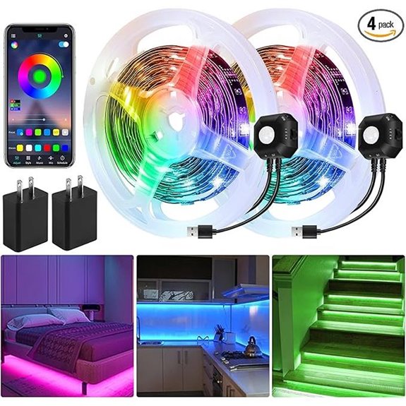 Motion Activated RGB Under Bed Light Strips with App
