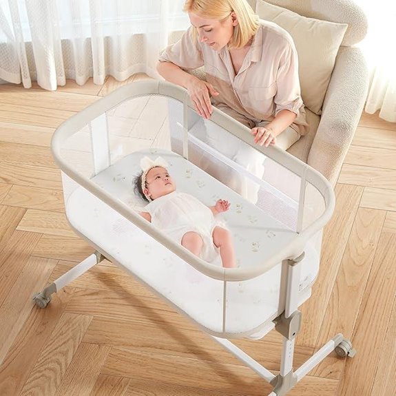 Fodoss Baby Bassinet Bedside Sleeper with Wheels