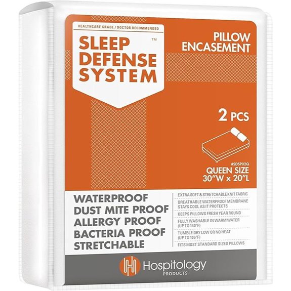HOSPITOLOGY Pillow Encasements Bed Bug Proof Queen Set