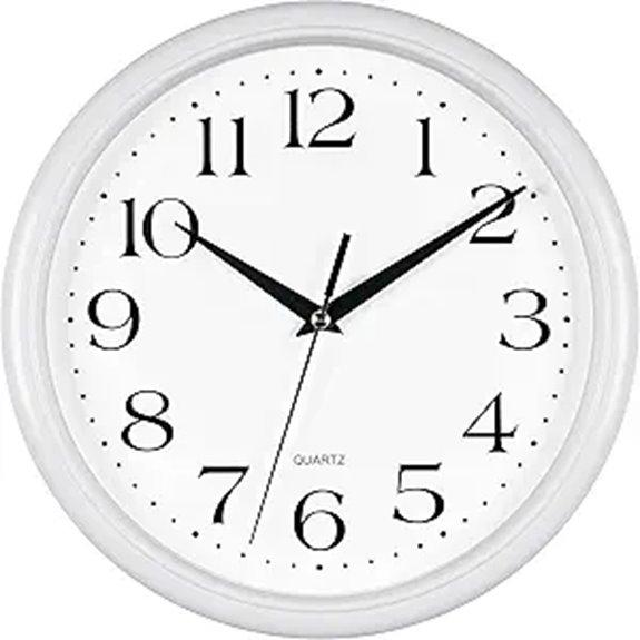 Bernhard White Silent Wall Clock 10-Inch Quartz