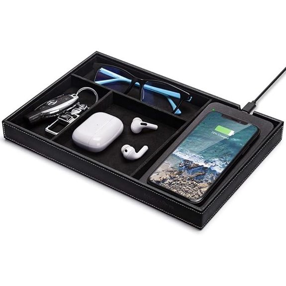 Valet Tray with Wireless Charging Pad (Black)