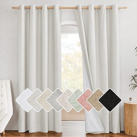NICETOWN Blackout Linen Curtains with White Liner (2 Pieces)