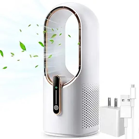 Bladeless Desk Fan 11.8 Inch Quiet Touch Control